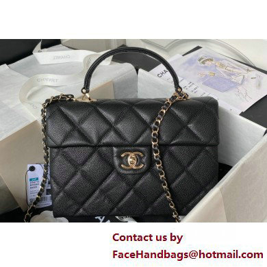 Chanel Grained Calfskin & Gold-Tone Metal Flap Bag with Top Handle AS4712 Black 2025 - Click Image to Close